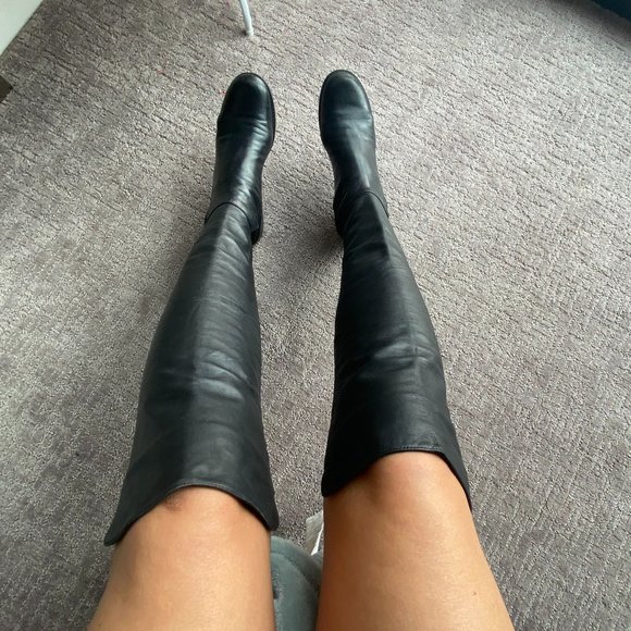 Stuart Weitzman 50/50Gabardine Over-the-Knee Boots - Picture 1 of 7